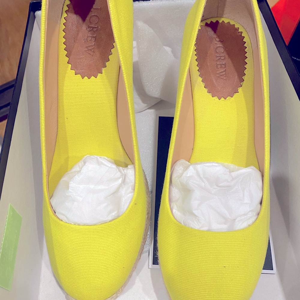 J crew yellow wedges